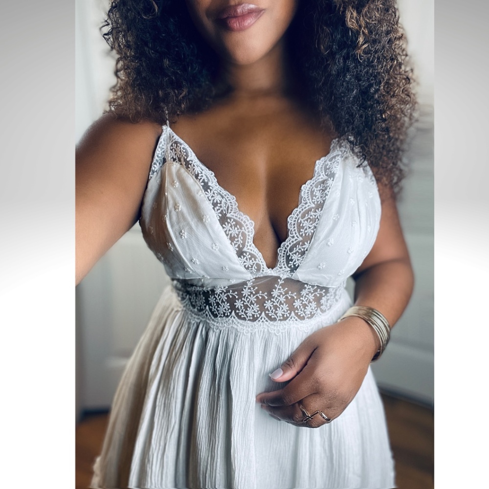 White lace top babydoll dress